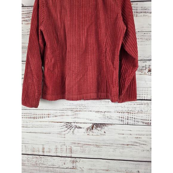 Woolrich Long Sleeve Full Zip Top M Womens Pockets Soft Ruby Red Cotton - Picture 7 of 9